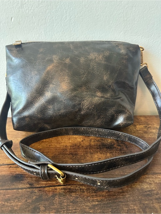 Steve Madden Handbags - Steve Madden Faux Leather Adjustable Crossbody Bag Distressed Black Brown NWOT